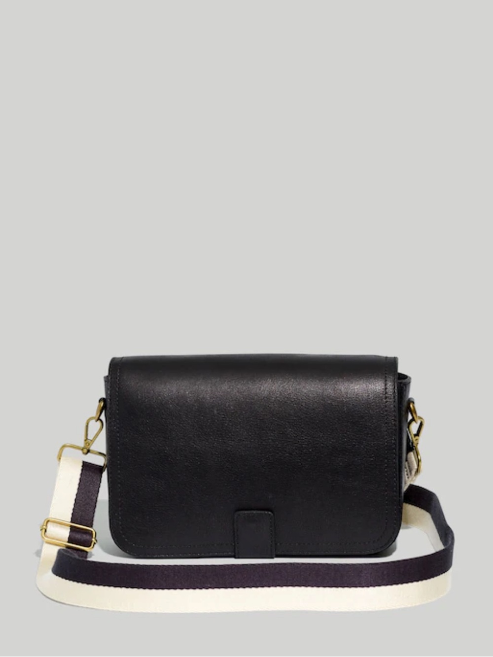 Madewell Black Leather Transport Flap Bag